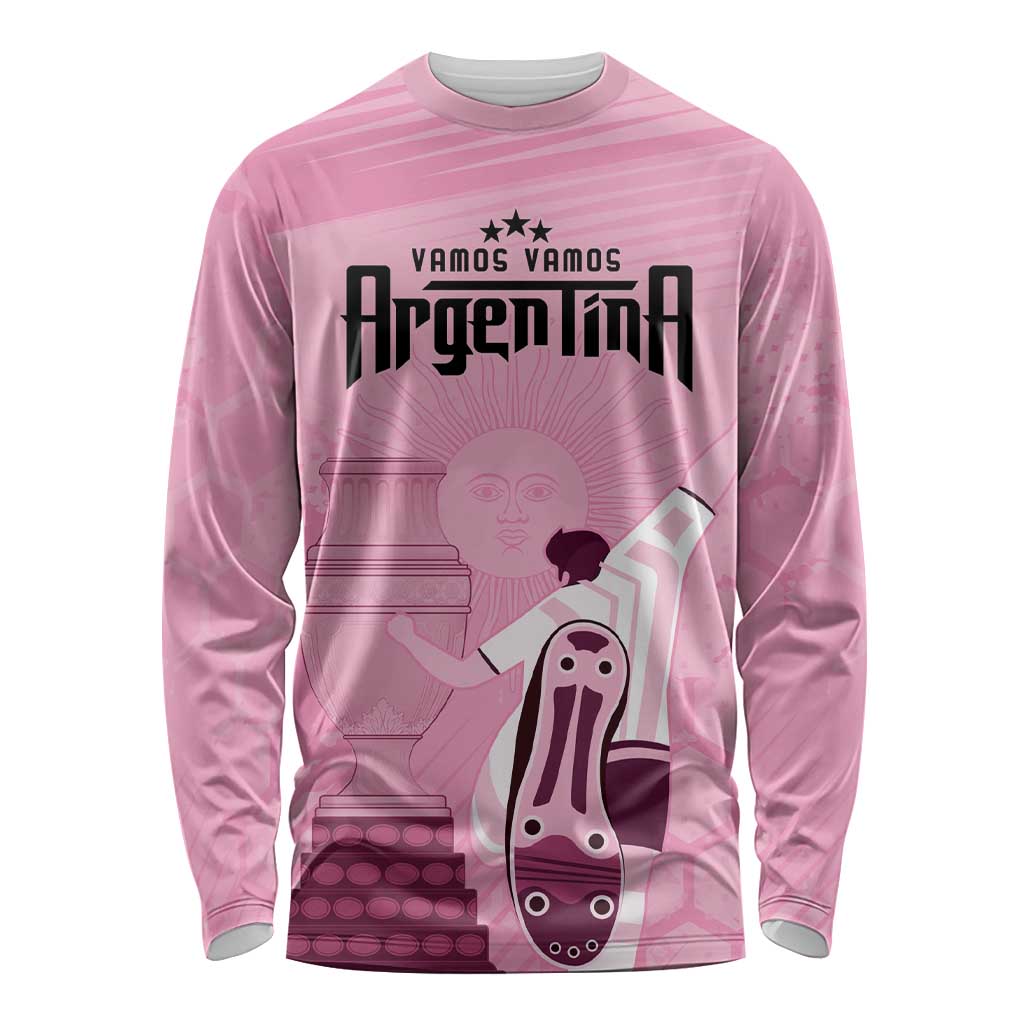 Argentina Football Long Sleeve Shirt Campeones De la Historia - Pink Style - Wonder Print Shop