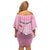 Argentina Football Off Shoulder Short Dress Campeones De la Historia - Pink Style - Wonder Print Shop
