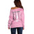 Argentina Football Off Shoulder Sweater Campeones De la Historia - Pink Style - Wonder Print Shop