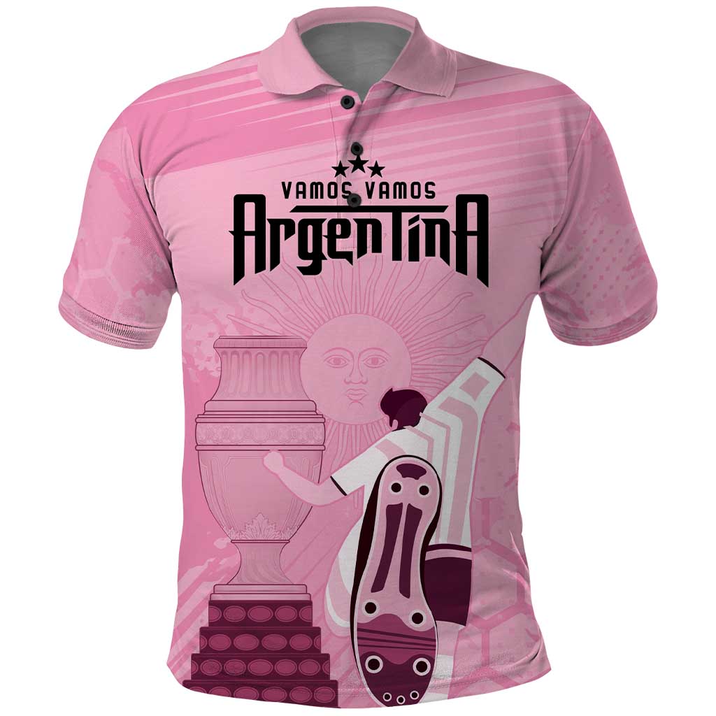 Argentina Football Polo Shirt Campeones De la Historia - Pink Style - Wonder Print Shop