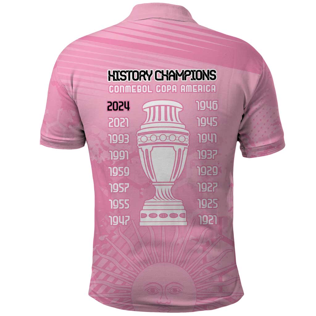 Argentina Football Polo Shirt Campeones De la Historia - Pink Style - Wonder Print Shop