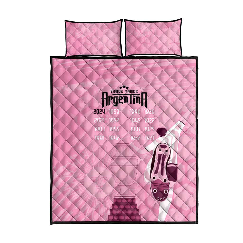 Argentina Football Quilt Bed Set Campeones De la Historia - Pink Style - Wonder Print Shop
