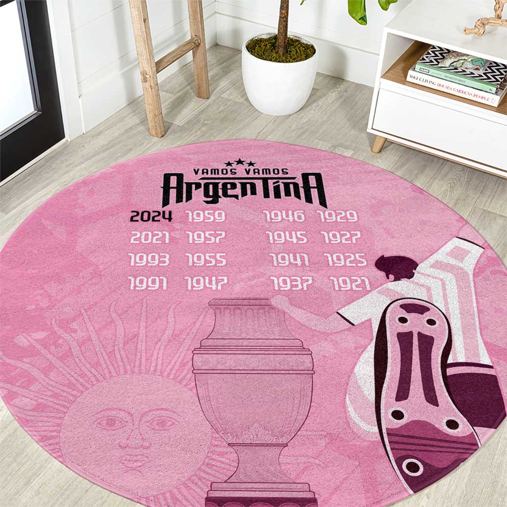 Argentina Football Custom Round Carpet Campeones De la Historia - Pink Style