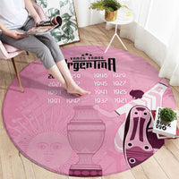Argentina Football Custom Round Carpet Campeones De la Historia - Pink Style