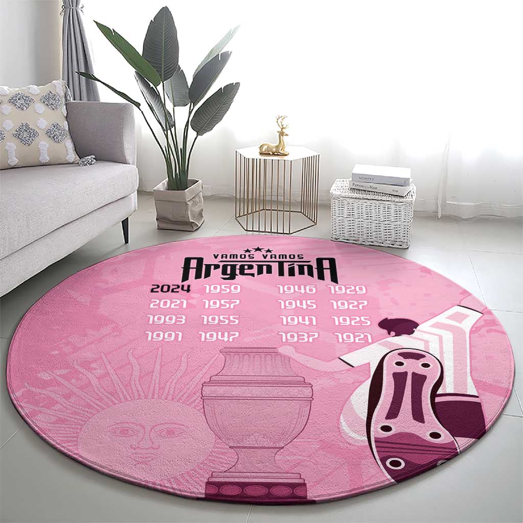 Argentina Football Custom Round Carpet Campeones De la Historia - Pink Style