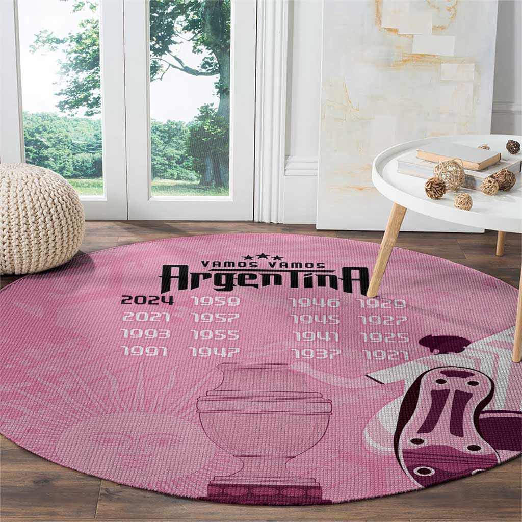 Argentina Football Custom Round Carpet Campeones De la Historia - Pink Style