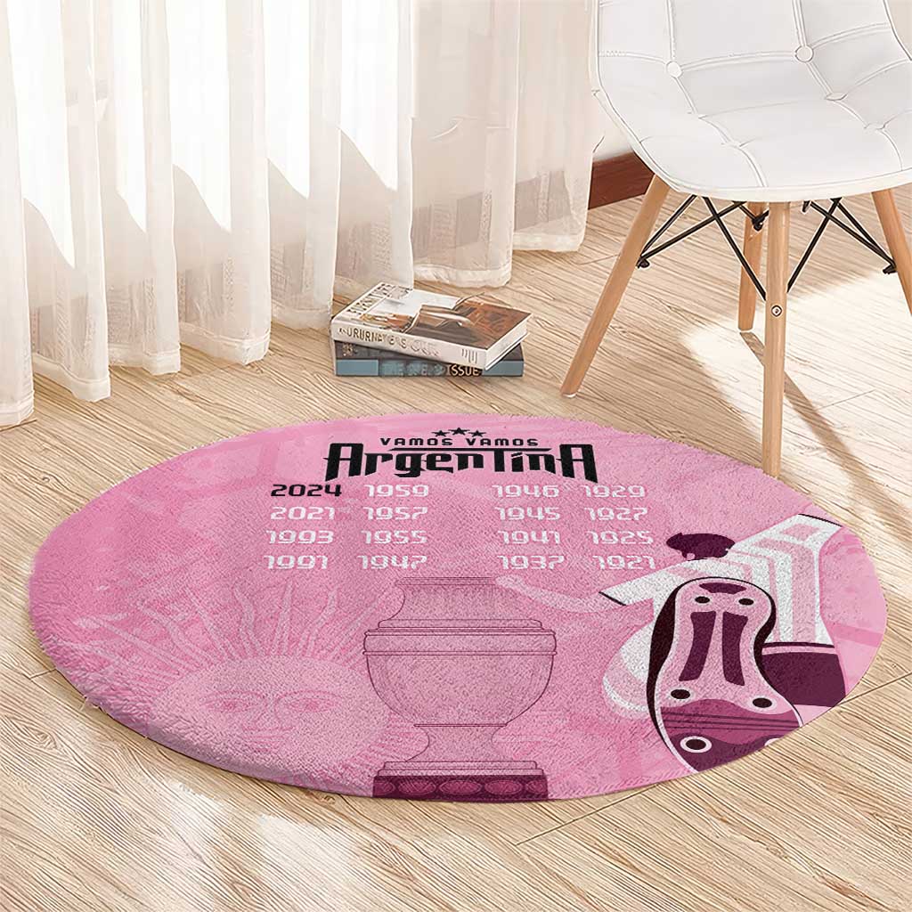 Argentina Football Custom Round Carpet Campeones De la Historia - Pink Style
