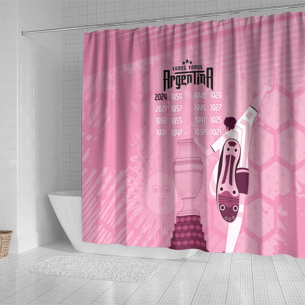 Argentina Football Custom Shower Curtain Campeones De la Historia - Pink Style