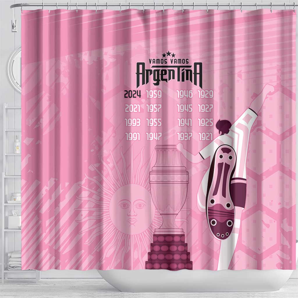 Argentina Football Custom Shower Curtain Campeones De la Historia - Pink Style