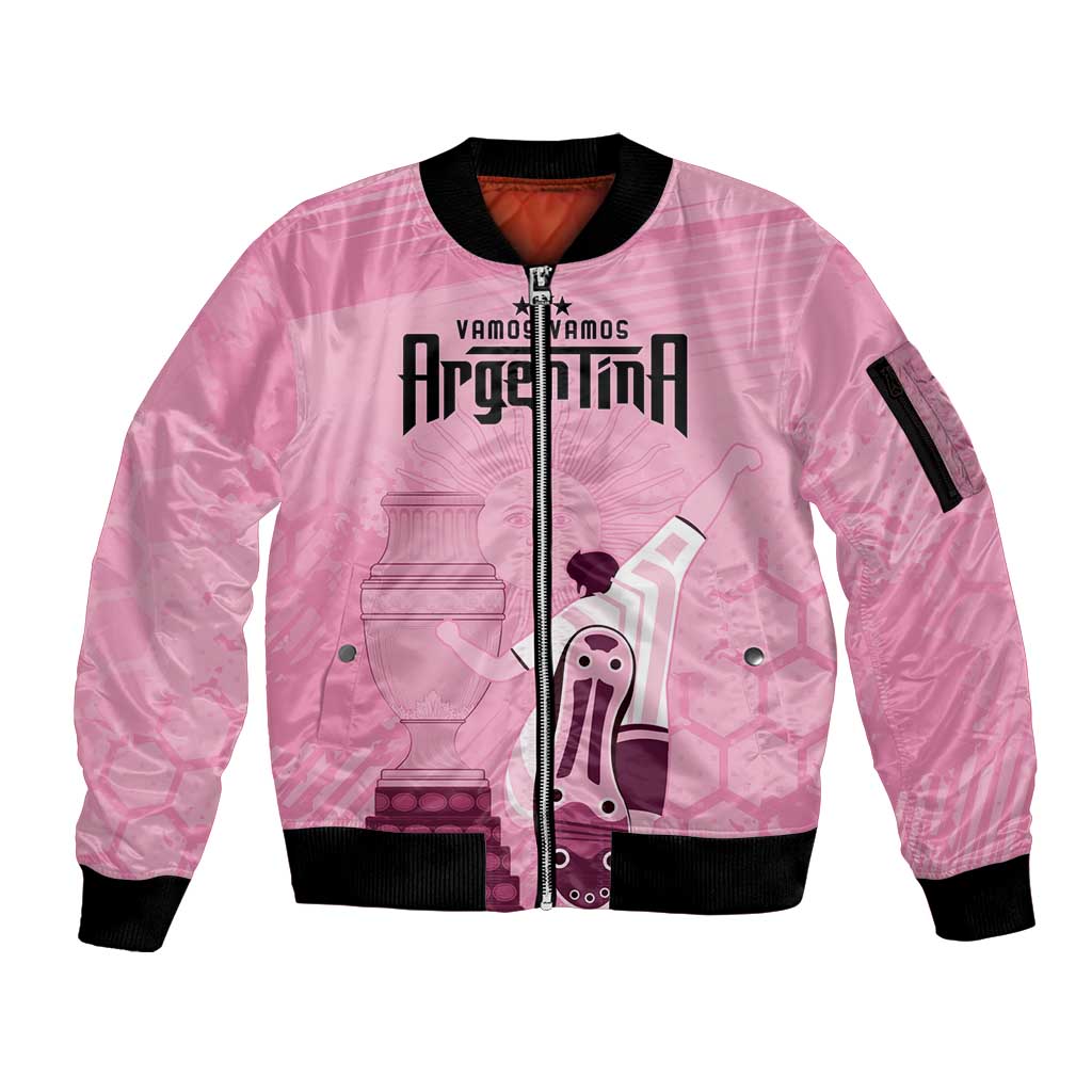 Argentina Football Sleeve Zip Bomber Jacket Campeones De la Historia - Pink Style - Wonder Print Shop