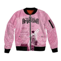 Argentina Football Sleeve Zip Bomber Jacket Campeones De la Historia - Pink Style - Wonder Print Shop