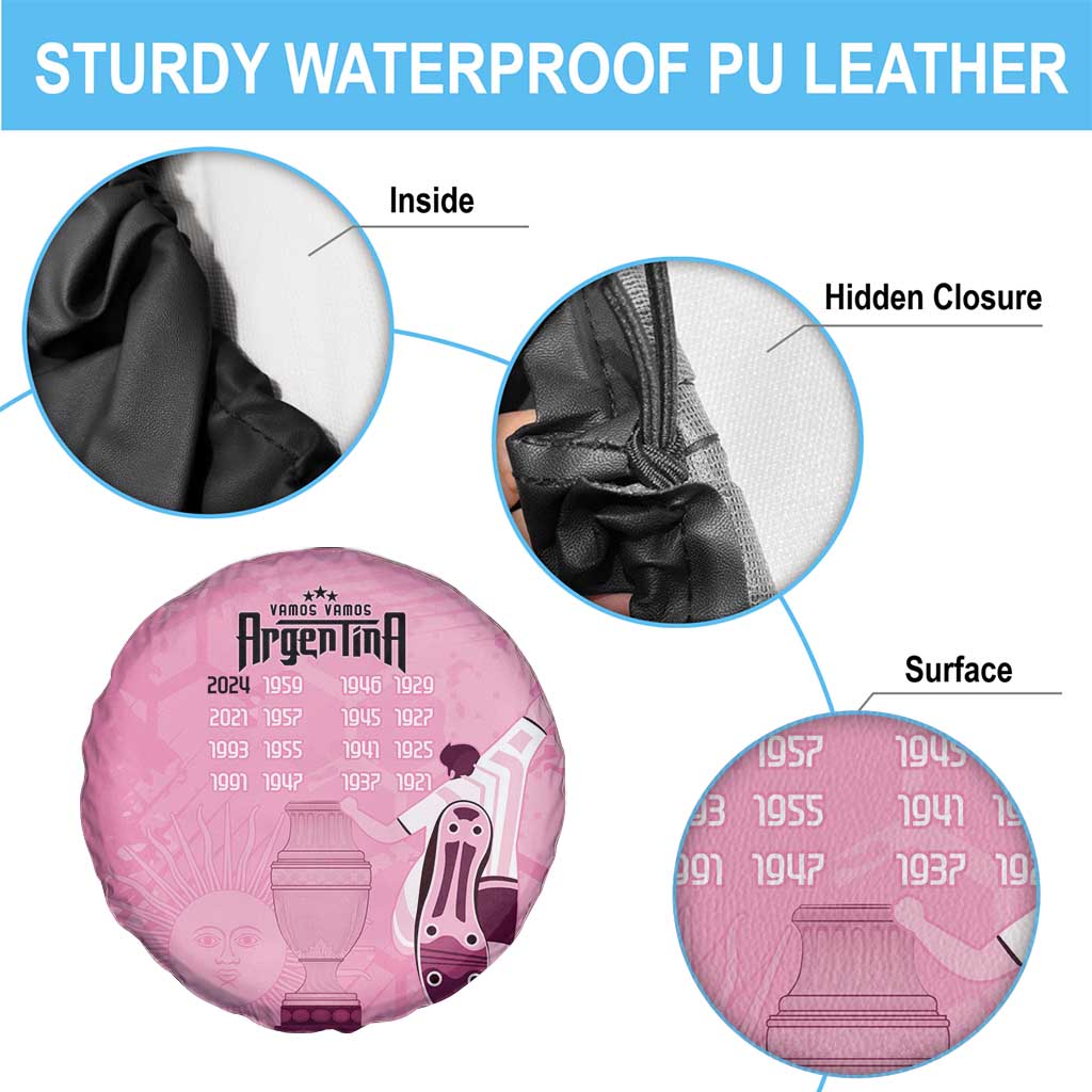Argentina Football Spare Tire Cover Campeones De la Historia - Pink Style - Wonder Print Shop