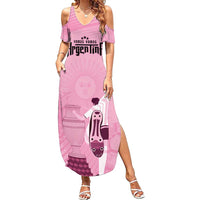 Argentina Football Summer Maxi Dress Campeones De la Historia - Pink Style - Wonder Print Shop