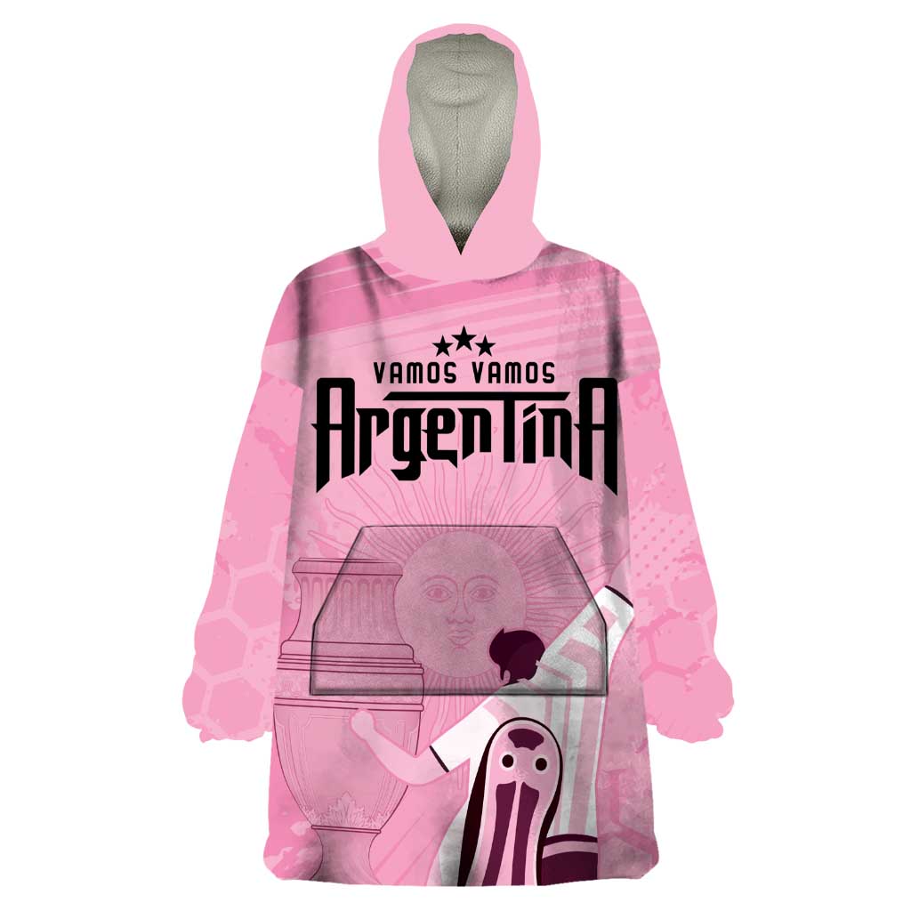 Argentina Football Wearable Blanket Hoodie Campeones De la Historia - Pink Style - Wonder Print Shop