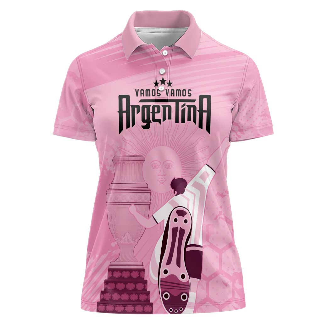 Argentina Football Women Polo Shirt Campeones De la Historia - Pink Style - Wonder Print Shop