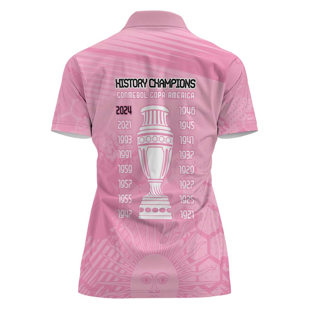 Argentina Football Women Polo Shirt Campeones De la Historia - Pink Style - Wonder Print Shop