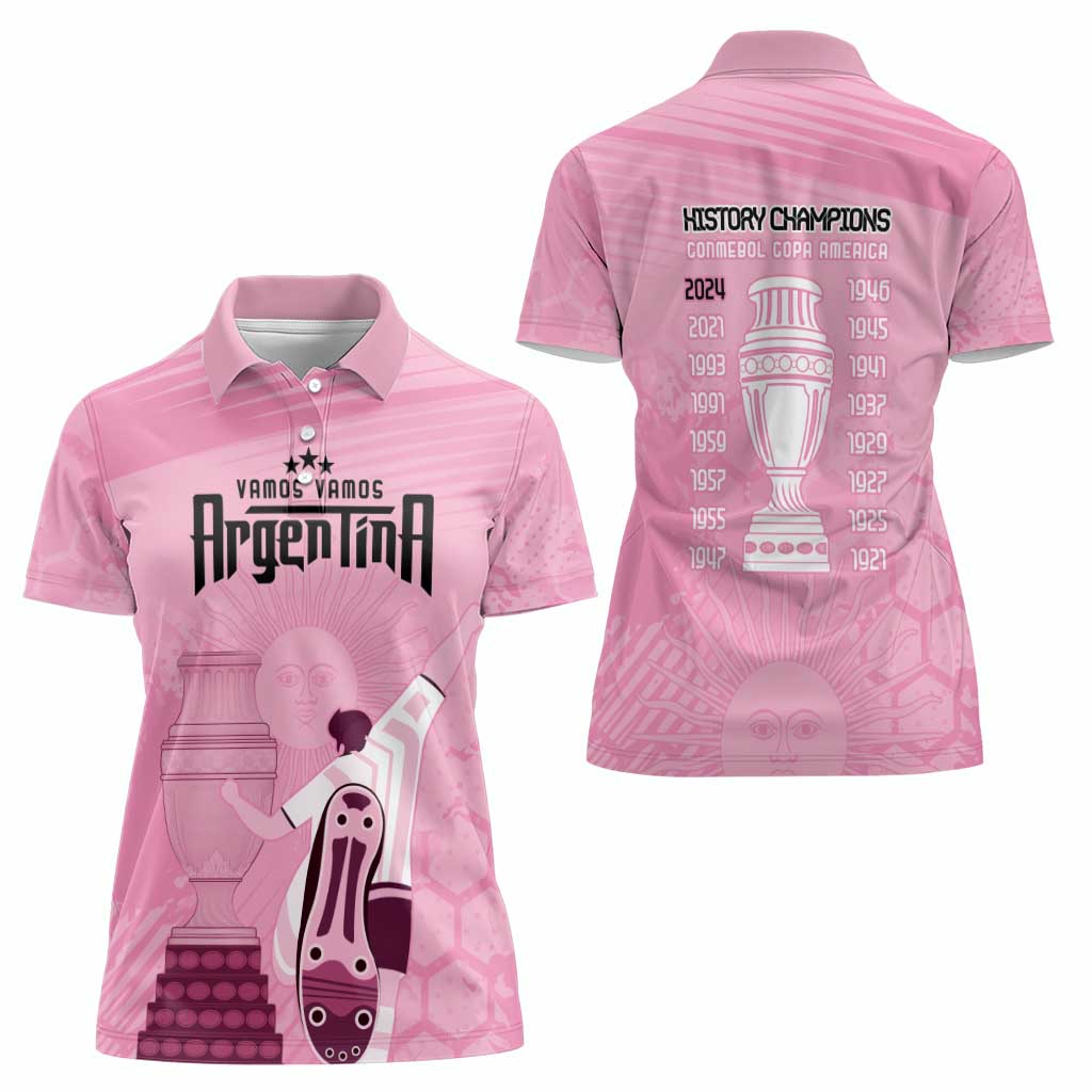 Argentina Football Women Polo Shirt Campeones De la Historia - Pink Style - Wonder Print Shop