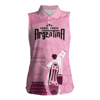 Argentina Football Women Sleeveless Polo Shirt Campeones De la Historia - Pink Style - Wonder Print Shop