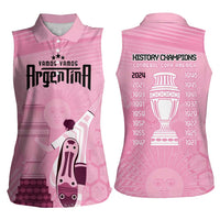Argentina Football Women Sleeveless Polo Shirt Campeones De la Historia - Pink Style - Wonder Print Shop
