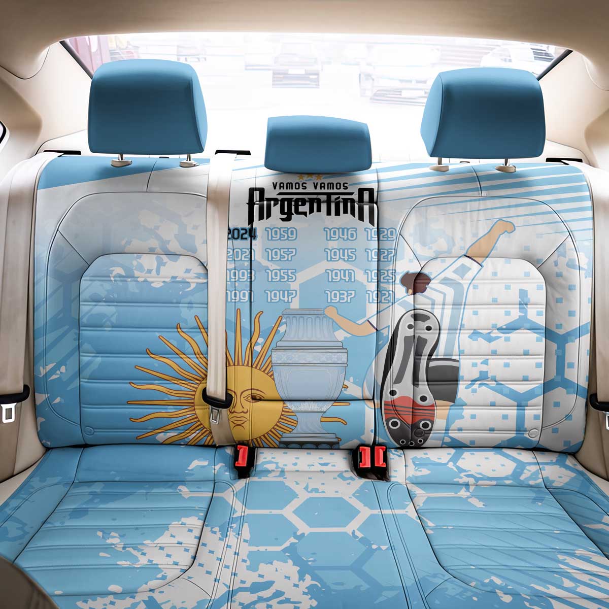 Argentina Football Back Car Seat Cover Campeones De la Historia - Blue Style LT9 - Wonder Print Shop