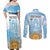 Argentina Football Couples Matching Off Shoulder Maxi Dress and Long Sleeve Button Shirt Campeones De la Historia - Blue Style LT9 - Wonder Print Shop