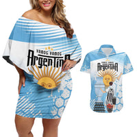 Argentina Football Couples Matching Off Shoulder Short Dress and Hawaiian Shirt Campeones De la Historia - Blue Style LT9 - Wonder Print Shop