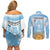 Argentina Football Couples Matching Off Shoulder Short Dress and Long Sleeve Button Shirt Campeones De la Historia - Blue Style LT9 - Wonder Print Shop