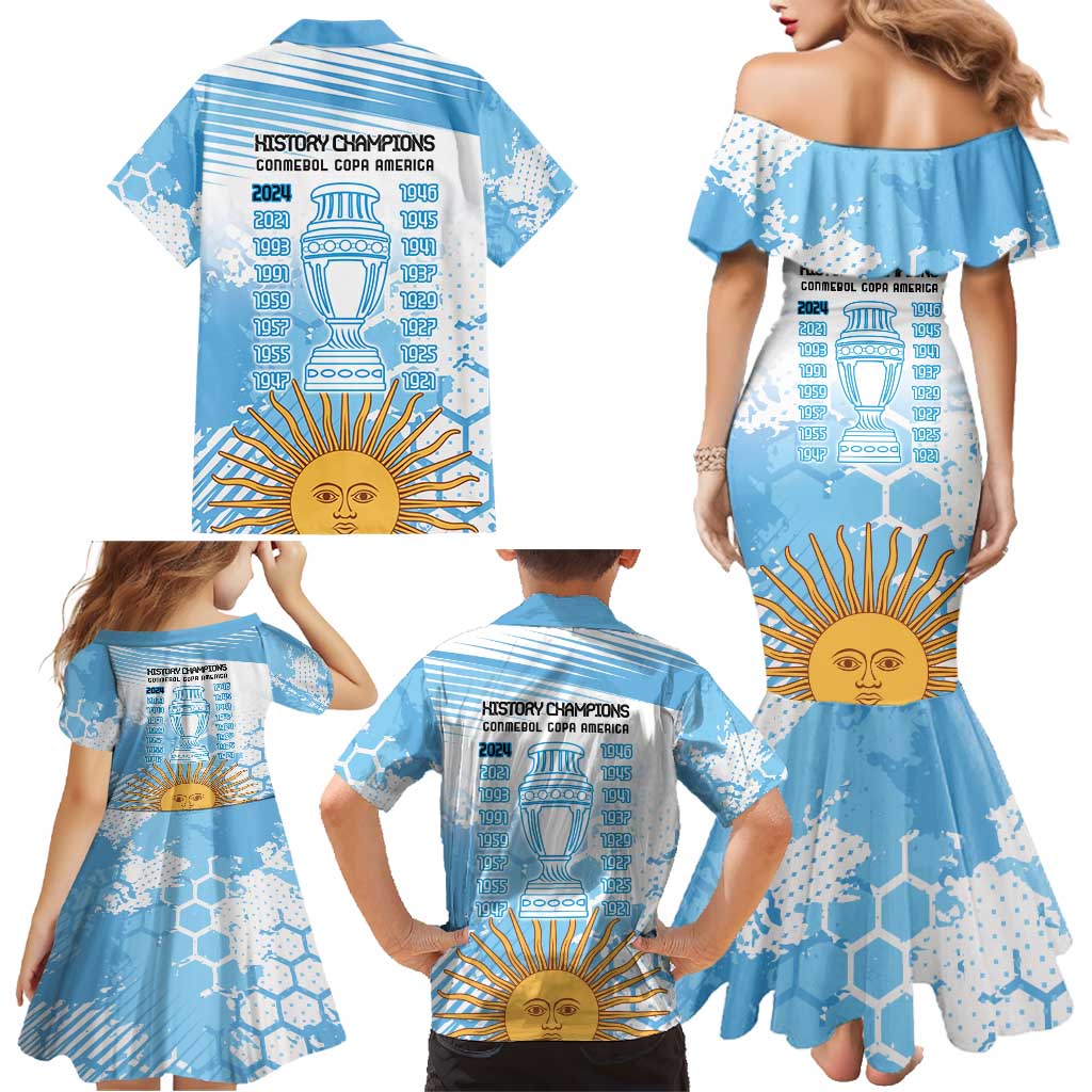 Argentina Football Family Matching Mermaid Dress and Hawaiian Shirt Campeones De la Historia - Blue Style LT9 - Wonder Print Shop