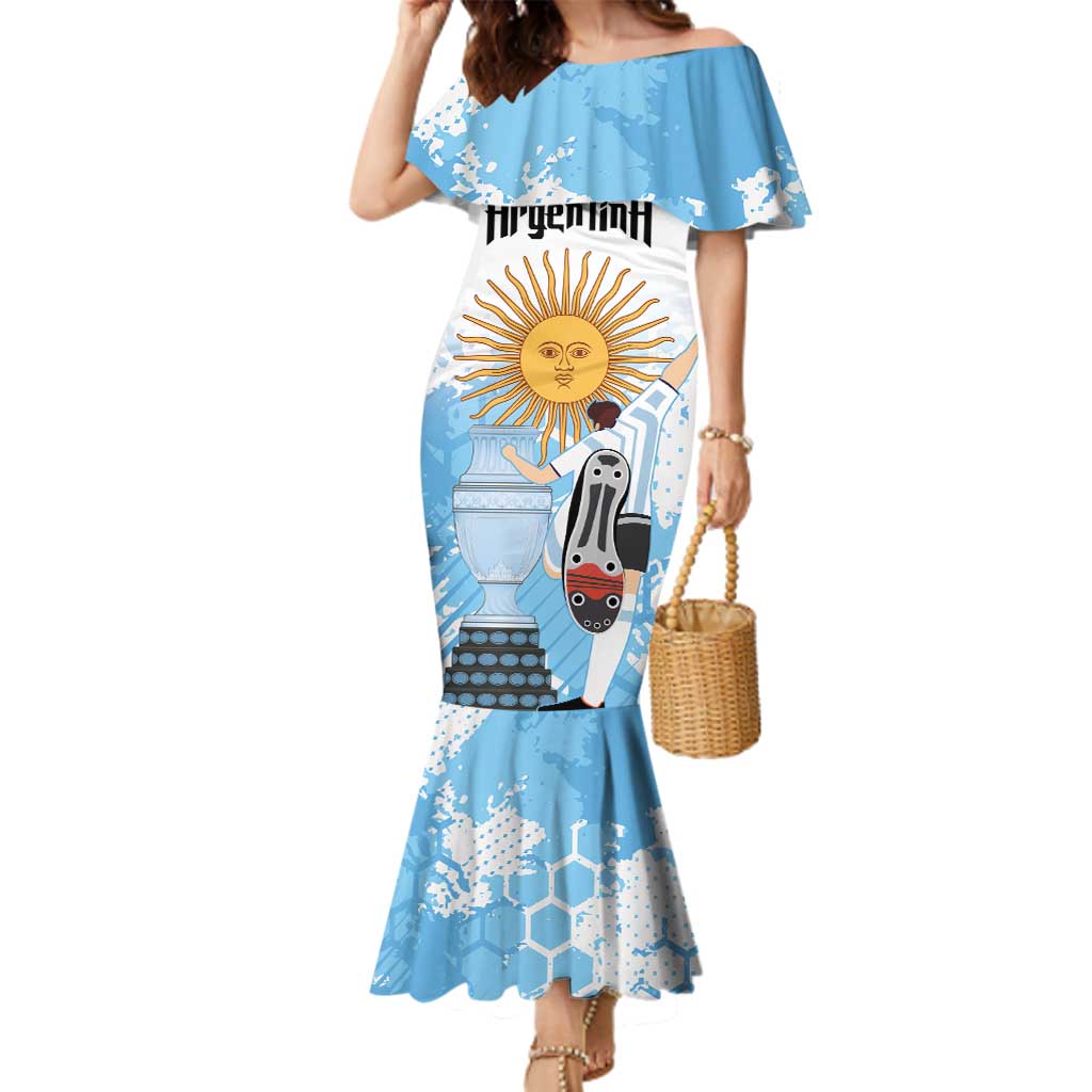 Argentina Football Family Matching Mermaid Dress and Hawaiian Shirt Campeones De la Historia - Blue Style LT9 - Wonder Print Shop