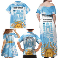 Argentina Football Family Matching Off Shoulder Maxi Dress and Hawaiian Shirt Campeones De la Historia - Blue Style LT9 - Wonder Print Shop