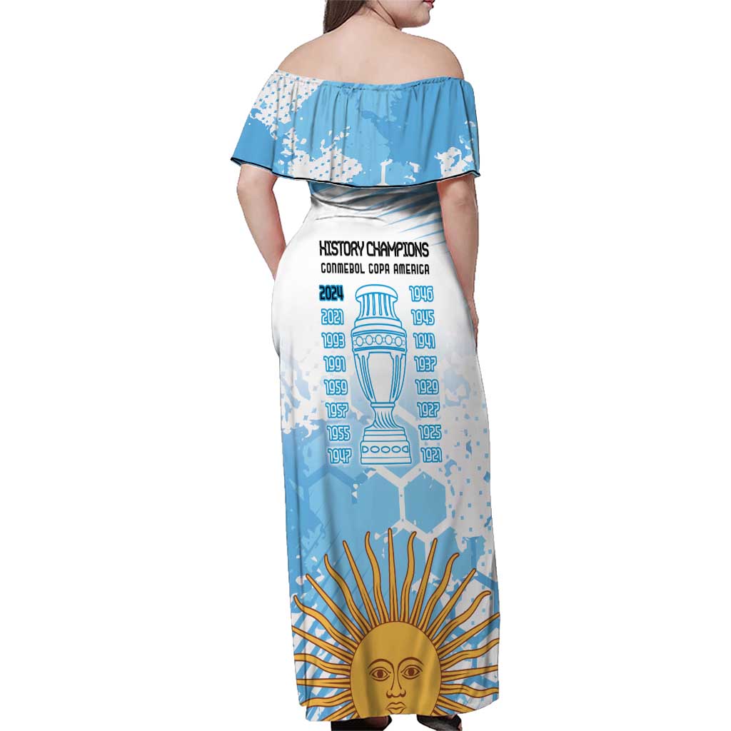 Argentina Football Family Matching Off Shoulder Maxi Dress and Hawaiian Shirt Campeones De la Historia - Blue Style LT9 - Wonder Print Shop