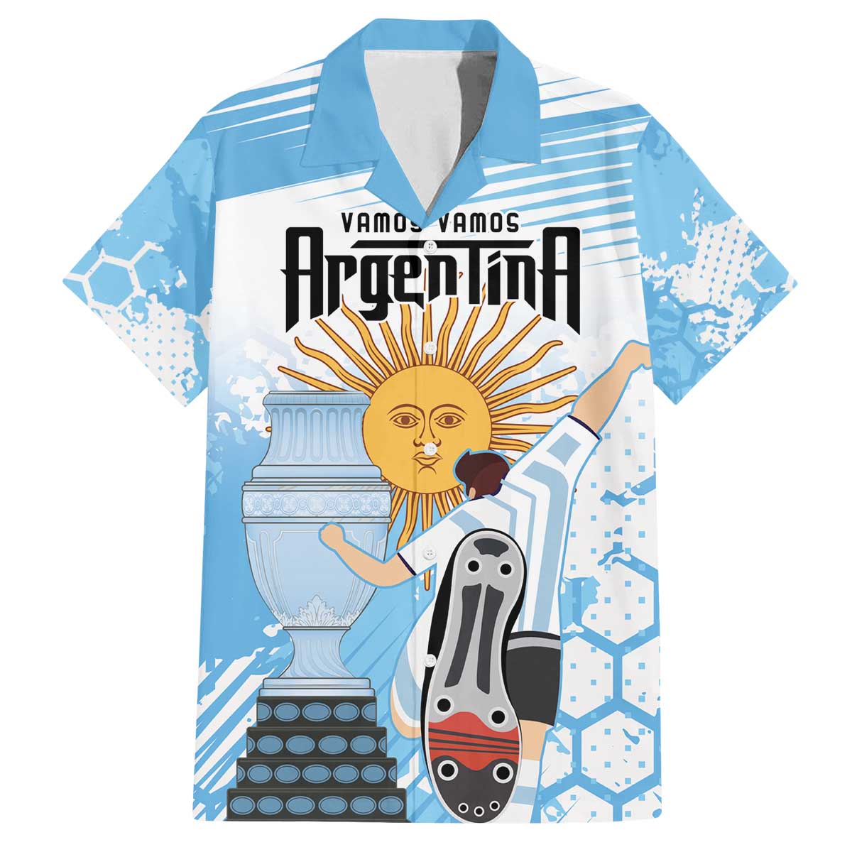 Argentina Football Family Matching Off Shoulder Short Dress and Hawaiian Shirt Campeones De la Historia - Blue Style LT9 - Wonder Print Shop