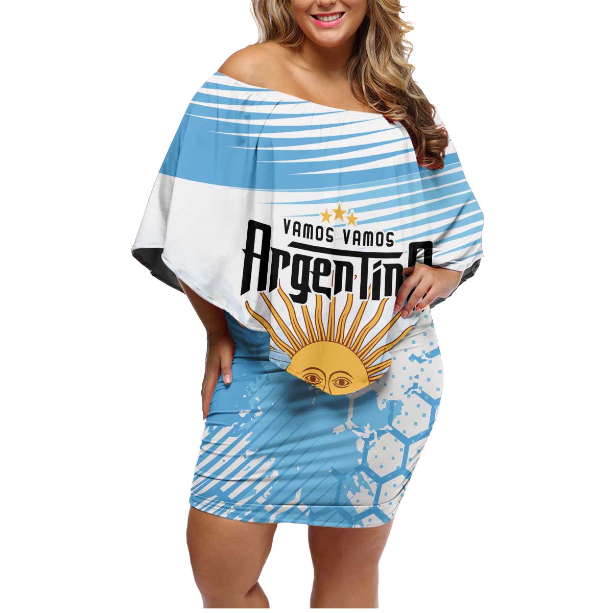 Argentina Football Family Matching Off Shoulder Short Dress and Hawaiian Shirt Campeones De la Historia - Blue Style LT9 - Wonder Print Shop