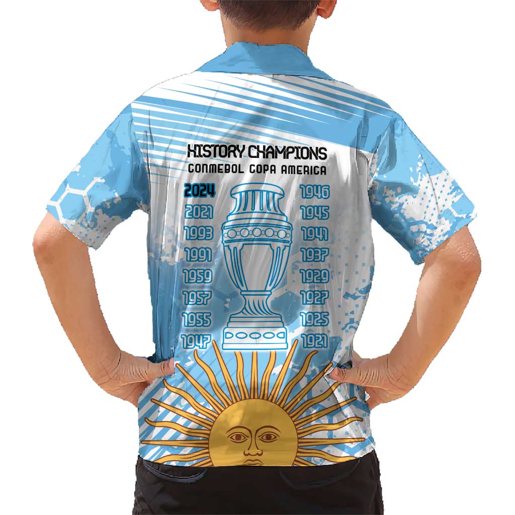 Argentina Football Family Matching Short Sleeve Bodycon Dress and Hawaiian Shirt Campeones De la Historia - Blue Style - Wonder Print Shop