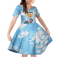 Argentina Football Family Matching Short Sleeve Bodycon Dress and Hawaiian Shirt Campeones De la Historia - Blue Style - Wonder Print Shop