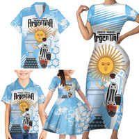 Argentina Football Family Matching Short Sleeve Bodycon Dress and Hawaiian Shirt Campeones De la Historia - Blue Style - Wonder Print Shop