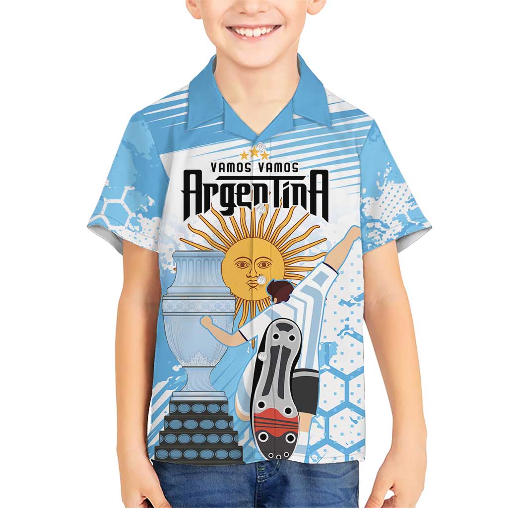 Argentina Football Family Matching Short Sleeve Bodycon Dress and Hawaiian Shirt Campeones De la Historia - Blue Style - Wonder Print Shop