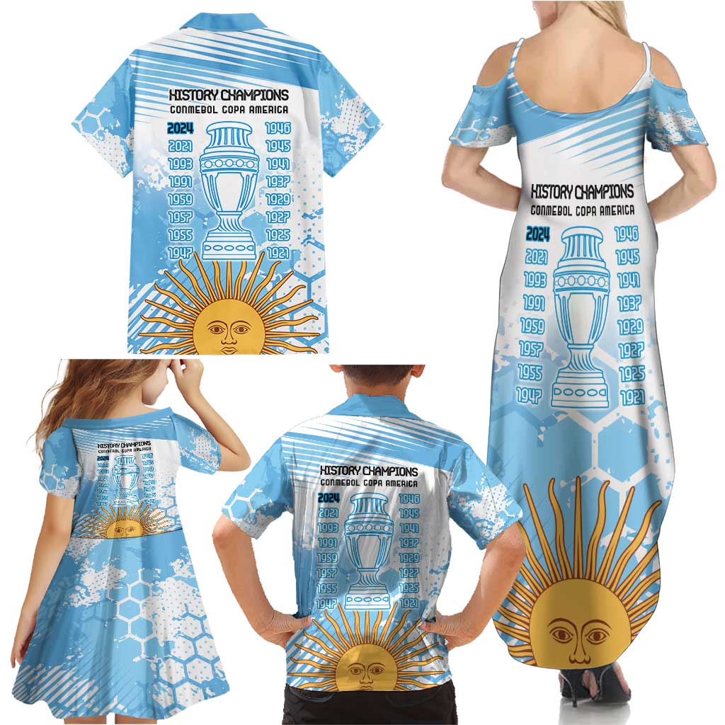 Argentina Football Family Matching Summer Maxi Dress and Hawaiian Shirt Campeones De la Historia - Blue Style - Wonder Print Shop