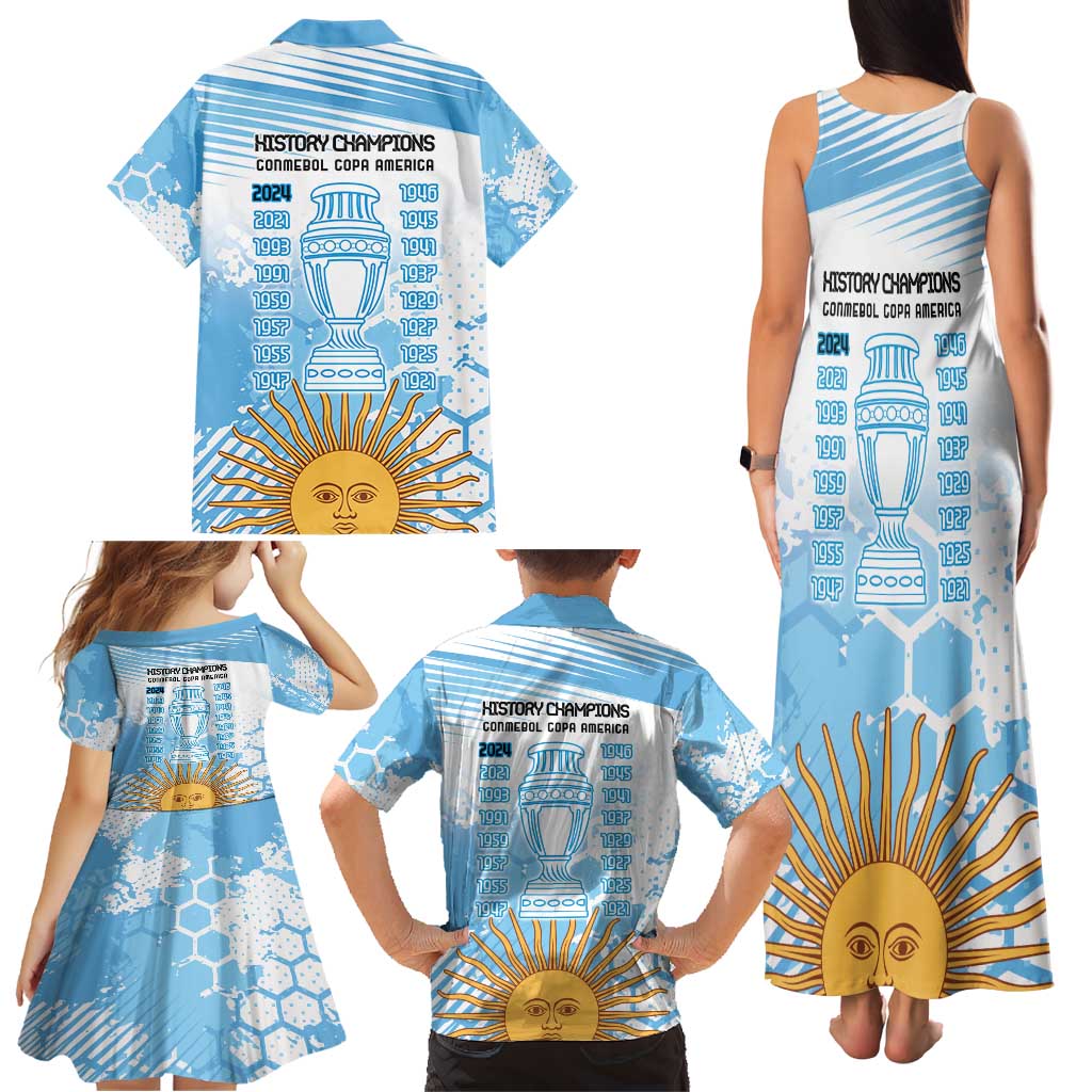 Argentina Football Family Matching Tank Maxi Dress and Hawaiian Shirt Campeones De la Historia - Blue Style - Wonder Print Shop