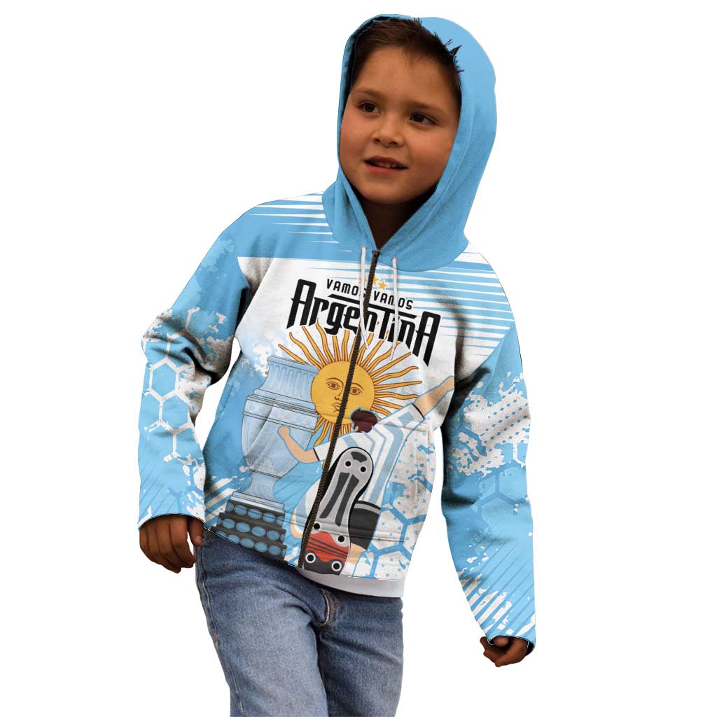 Argentina Football Kid Hoodie Campeones De la Historia - Blue Style - Wonder Print Shop