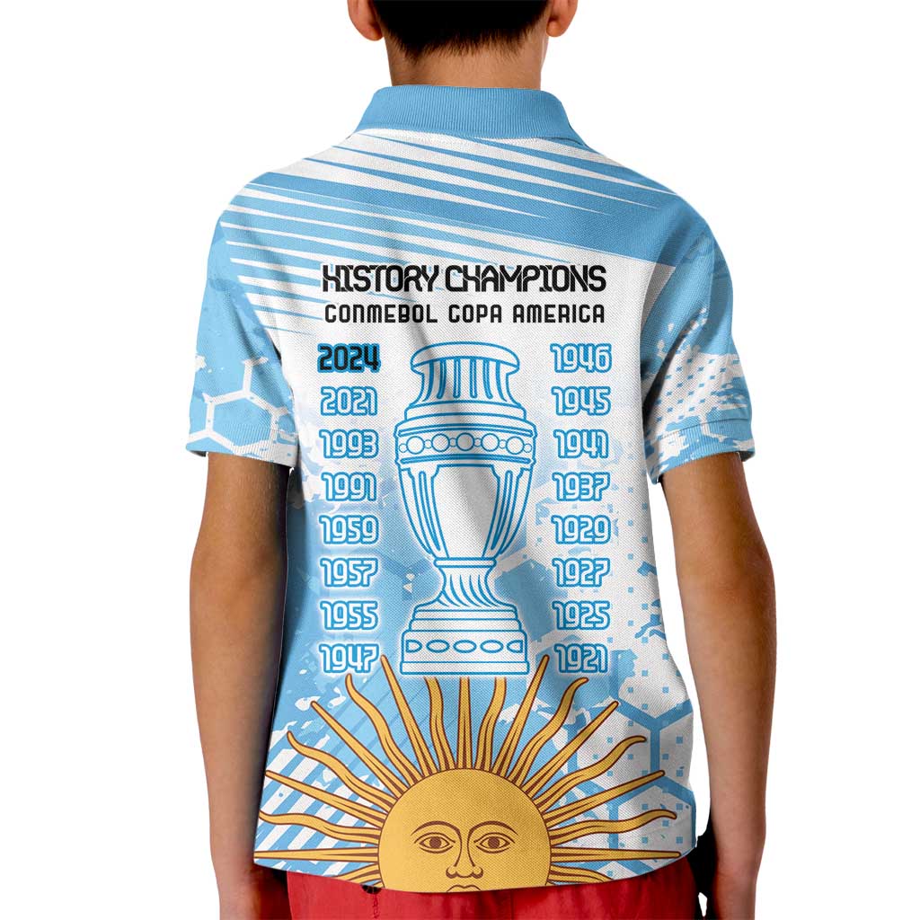 Argentina Football Kid Polo Shirt Campeones De la Historia - Blue Style - Wonder Print Shop