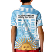 Argentina Football Kid Polo Shirt Campeones De la Historia - Blue Style - Wonder Print Shop