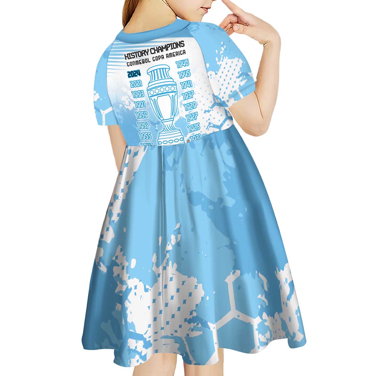 Argentina Football Kid Short Sleeve Dress Campeones De la Historia - Blue Style - Wonder Print Shop