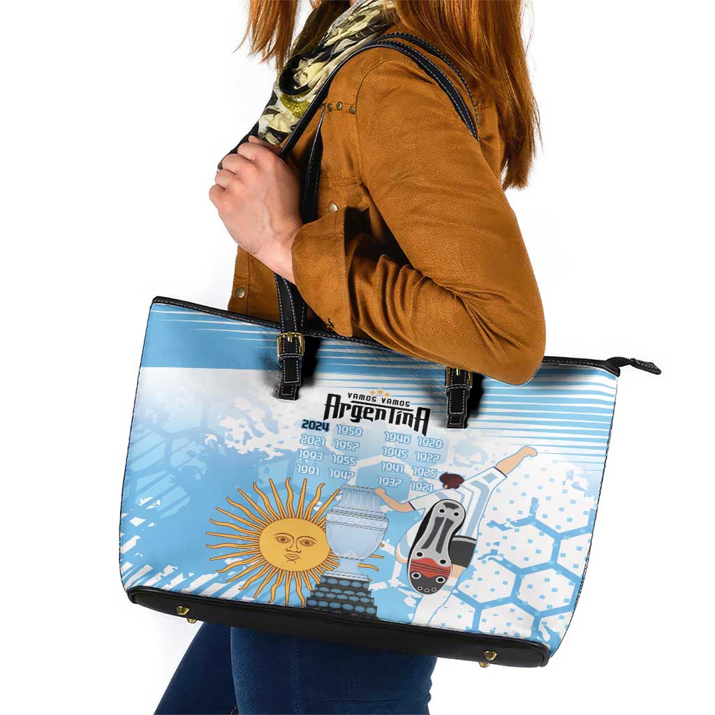 Argentina Football Leather Tote Bag Campeones De la Historia - Blue Style - Wonder Print Shop