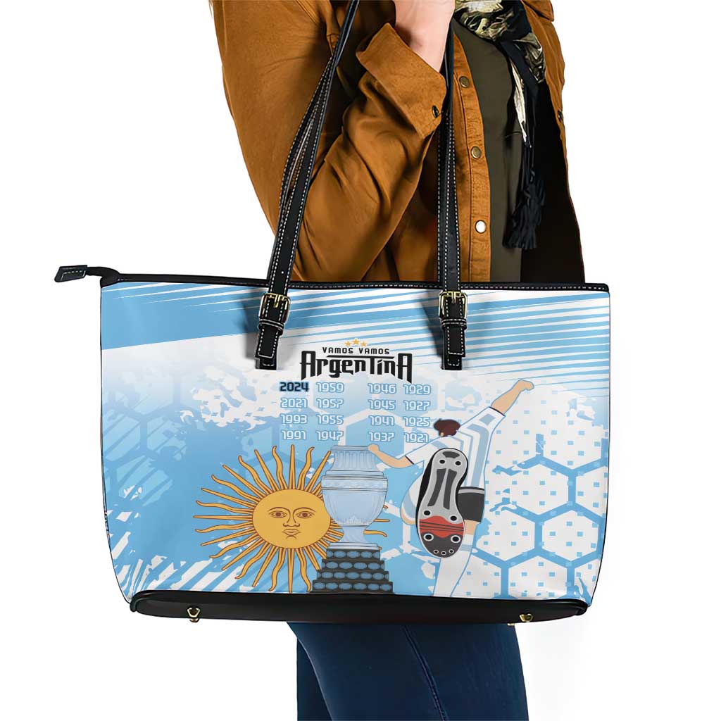 Argentina Football Leather Tote Bag Campeones De la Historia - Blue Style - Wonder Print Shop