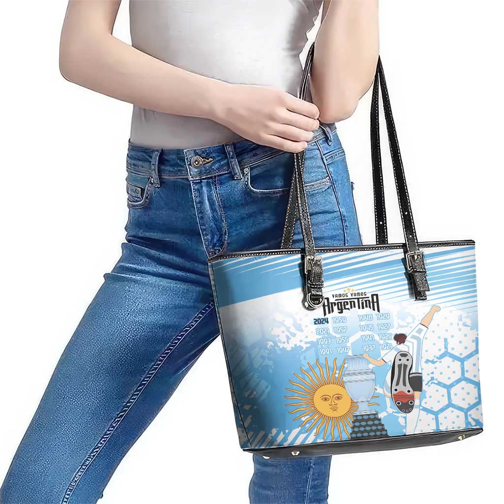 Argentina Football Leather Tote Bag Campeones De la Historia - Blue Style - Wonder Print Shop