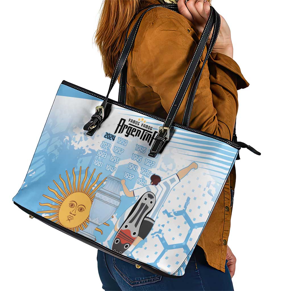Argentina Football Leather Tote Bag Campeones De la Historia - Blue Style - Wonder Print Shop