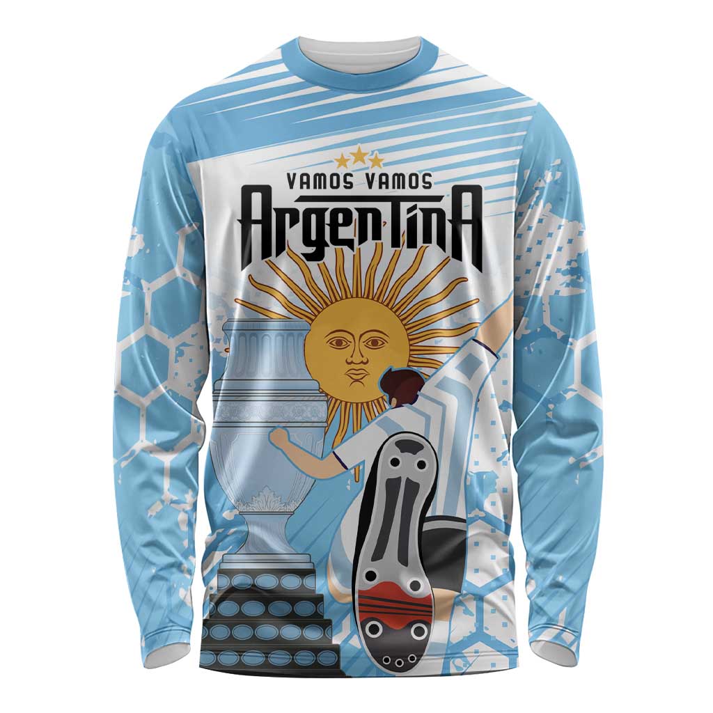 Argentina Football Long Sleeve Shirt Campeones De la Historia - Blue Style - Wonder Print Shop