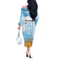 Argentina Football Off The Shoulder Long Sleeve Dress Campeones De la Historia - Blue Style - Wonder Print Shop