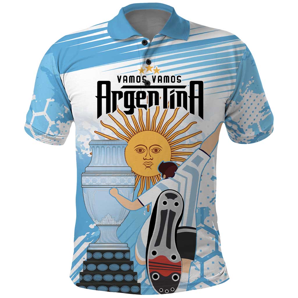 Argentina Football Polo Shirt Campeones De la Historia - Blue Style - Wonder Print Shop